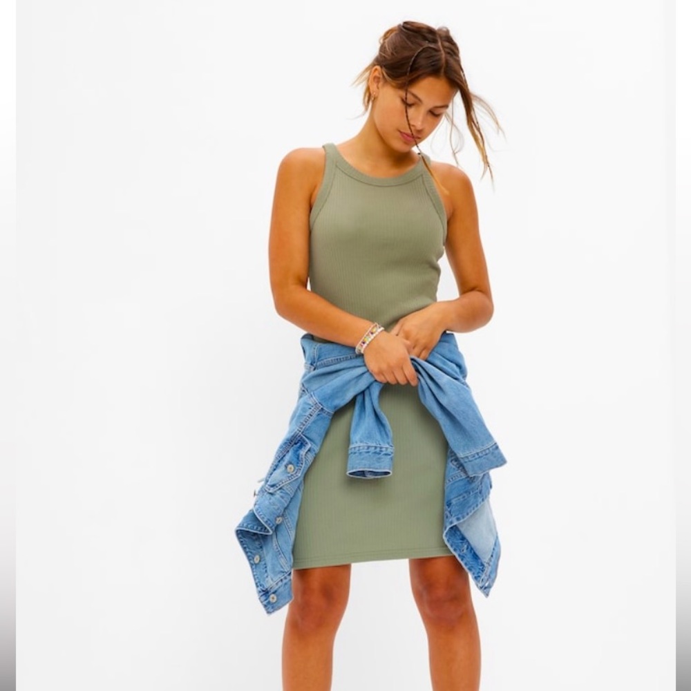 Gap Teen Rib Tank Dress Green 14/16 NWT